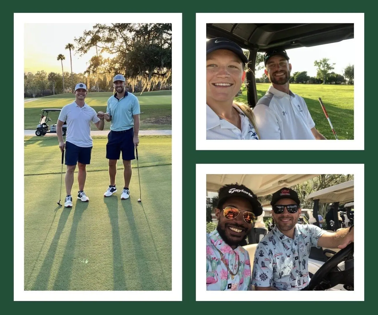 People enjoying a day on the golf course.